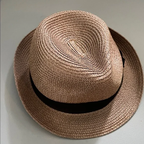 Straw Fedora with Black Band Hat - Picture 3 of 7